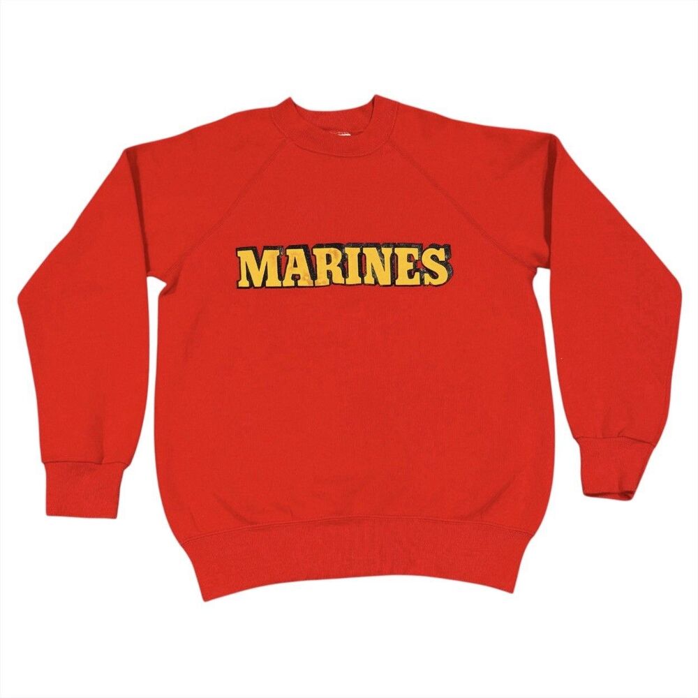 Vintage United States Marine Corps Crewneck Sweatshirt Red USMC Bassett-Walker M - Picture 1 of 6
